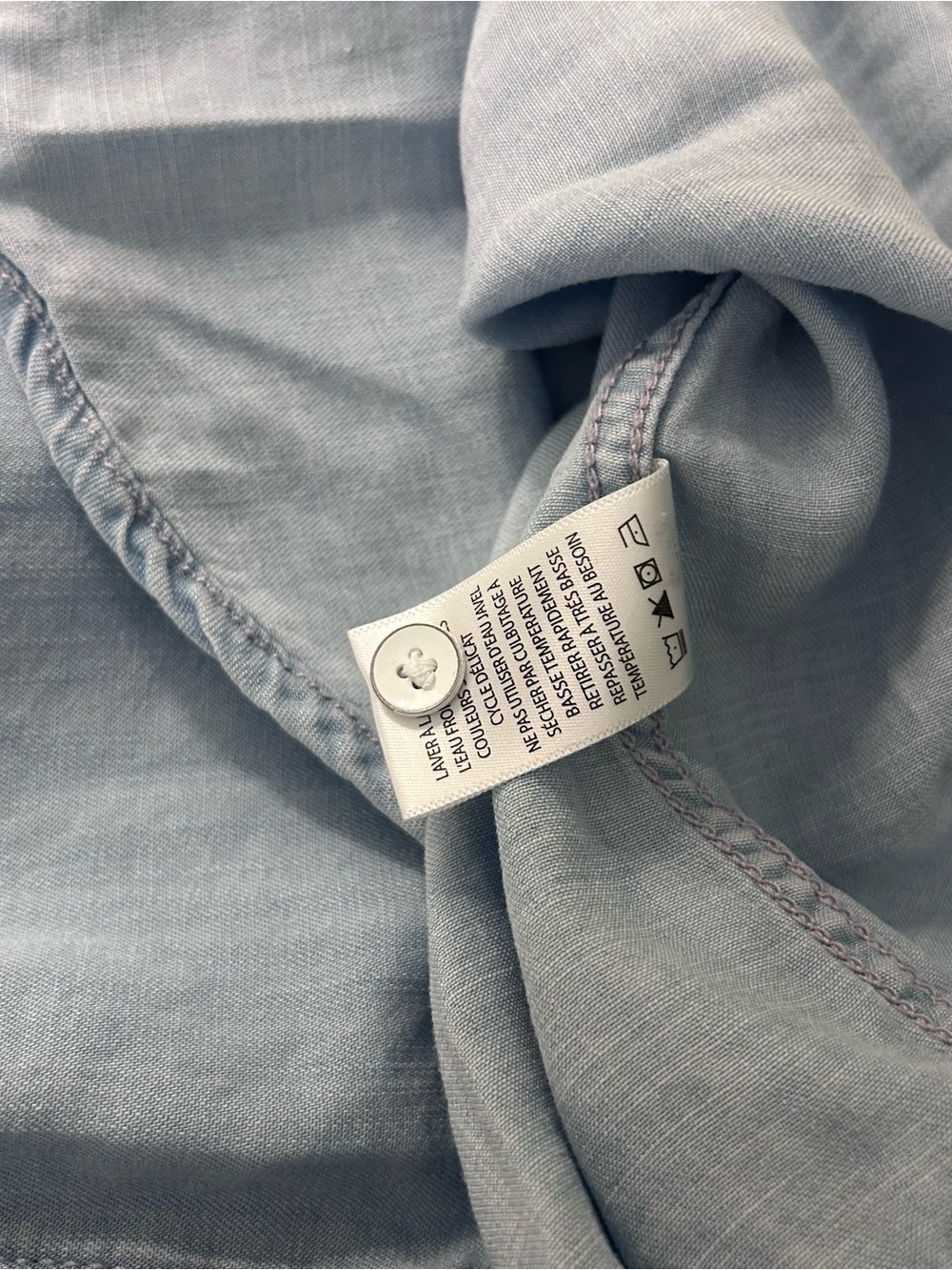Lola River Blue Denim Chambray small Button Up Light Wash Short Sleeve Shirt - Picture 9 of 9